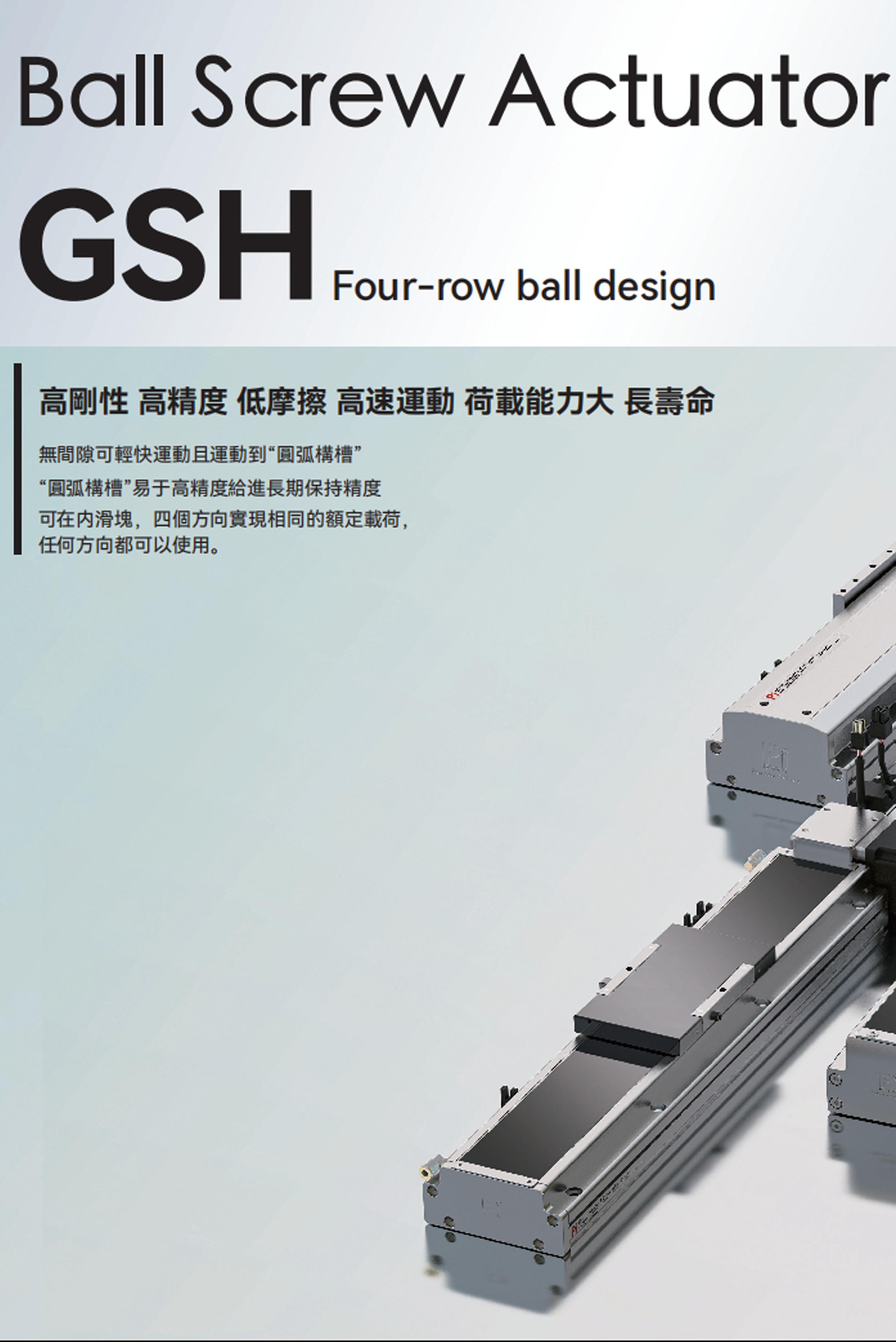 滚珠丝杠执行器GSH 四排滚珠设计